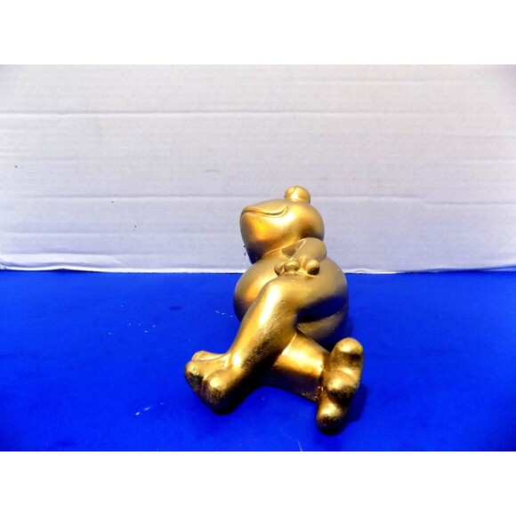 NEW Gold Frog Figurine Statue Frogs Plaster Posing - Picture 2 of 4